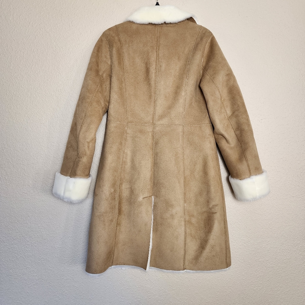 LOFT Faux Suede Faux Fur Coat Women's Size 6 - Picture 7 of 13